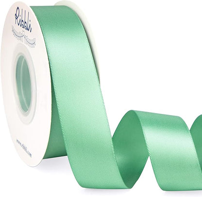 Ribbli Sage Green Satin Ribbon,Double Faced Satin 1 inch x Continuous 25 Yards,Use for Bows Bouquet,Gift Wrapping,Wedding Decoration,Floral Arrangement