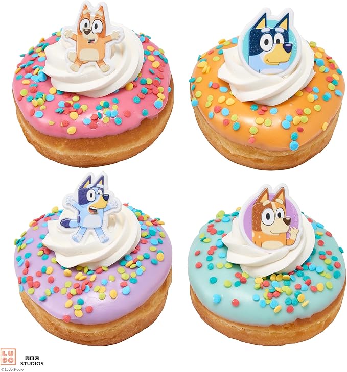 DecoPac Bluey So Much Fun Rings, 72 Cupcake Decorations Featuring Bluey, Bingo, Bandit, and Chilli, 3D Food Safe Cake Toppers – 72 Pack