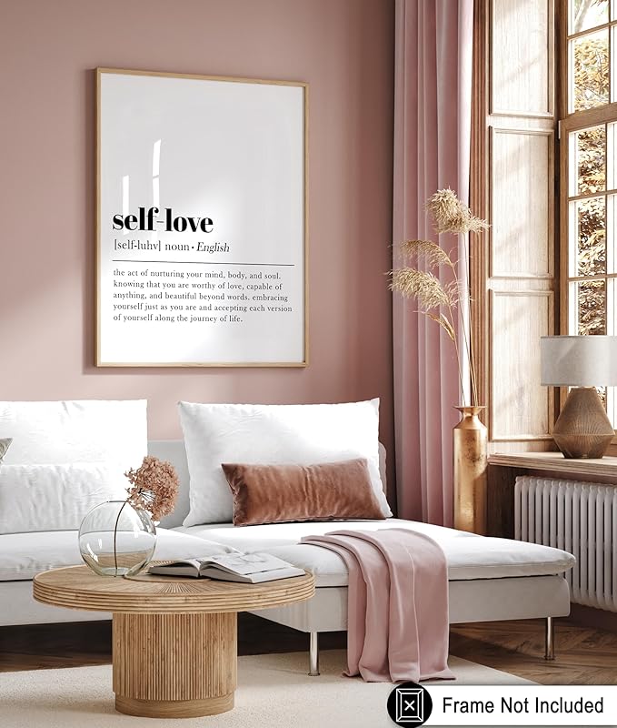 Poster Master Definition of Self Love Print - Typography Poster - Dictionary Art - Minimal Gift for Men & Women - Motivational Decor for Bedroom, Living Room or Dorm - 8x10 UNFRAMED Wall Art