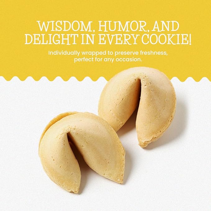 Fortune Cookies | Individually Wrapped Fortune Cookies for Christmas, Parties, Weddings, Events, and Celebrations with Fun Fortunes (100 Pack)