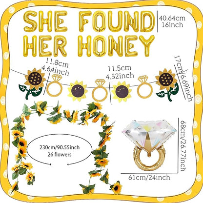 JeVenis She Found Her Honey Sign Bride to Bee Bridal Shower Decoration Balloons Backdrop Sunflowers Wedding Bride to Be Engagement Banner Props