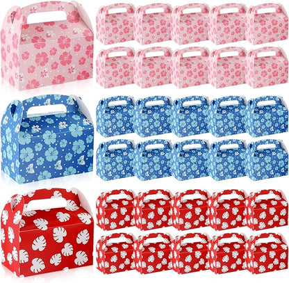 Marspark 30 Pack Hawaiian Themed Cartoon Birthday Party Supplies, Paper Gift Boxes, Cartoon Candy Treat Boxes for Birthday Party Decorations(Flower Pattern)