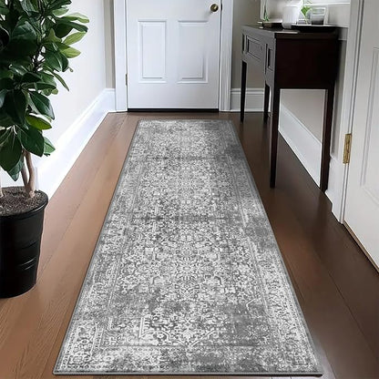 vivorug Runner Rug 2'x8' Vintage Washable Non-Slip Runners for Hallways Kitchen Entryway Laundry Room Carpet Hallway Runner Grey