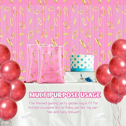 50 Pcs Birthday Party Favors Goodie Bags Cartoon Candy Gift Bags for Cartoon Theme Party Decorations Goodie Supplies Halloween Treat Bag Baby Shower Favors(Pink,Video Game)