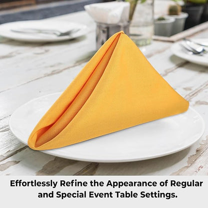 Urban Villa Cloth Napkins Set of 12 (20x20 Inches) 100% Cotton Napkins Cloth Washable Soft Durable Reusable Absorbent Table Dinner Napkins Cloth for Hotel Lunch Restaurant Weddings Parties - Mustard