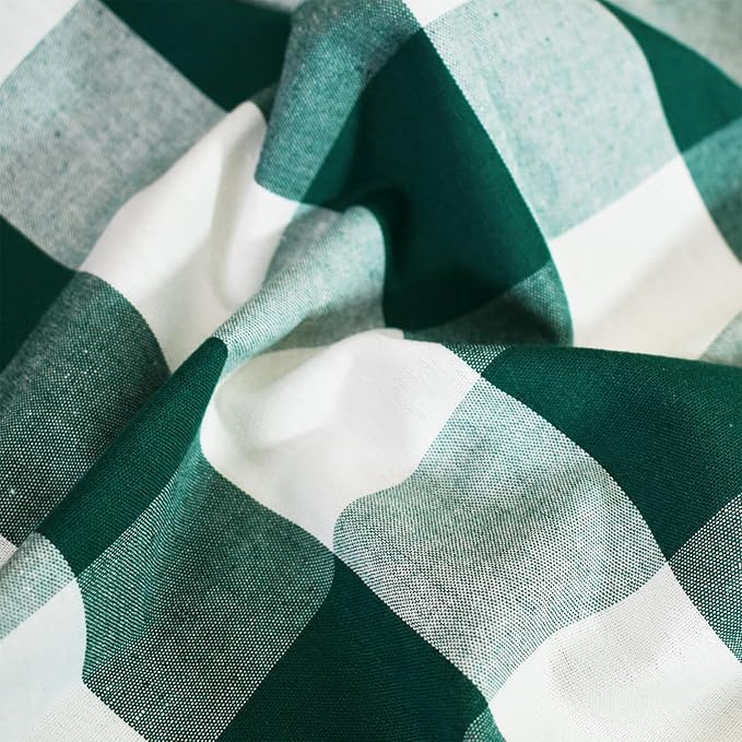 3 Pieces Tier Curtains and Valance Set Buffalo Check Kitchen Tiers Plaid Gingham Grommet Top Classic Short Small Cafe Curtains Country Farmhouse Cafe Bathroom 54"x18"/32"x36" Dark Green & White