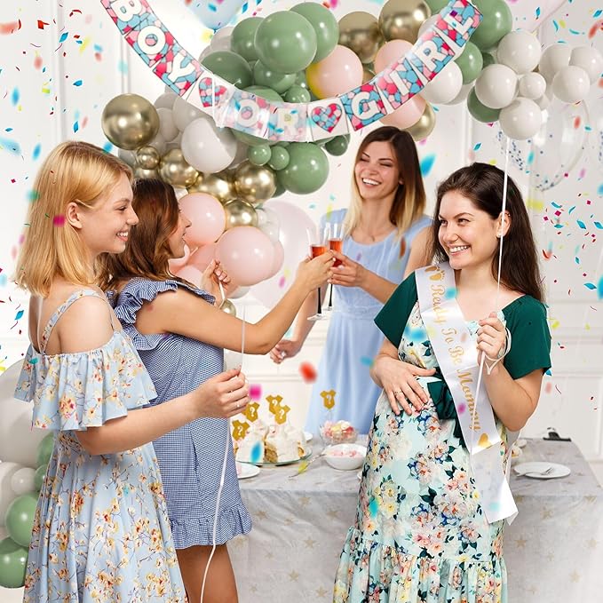 Sage Green Gold Pink Balloon Arch Kit, 163pcs Olive Green Pink Sand White Balloons for Birthday Wedding Baby Shower Gender Reveal Anniversary Bachelorette Parties
