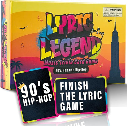 Lyric Legend 90s Hip-Hop and Rap Music Trivia Game Collection – Expandable Multi-Deck Finish The Lyrics Party Game Set for Game Night, Families & Groups - 3 Games in One Box!