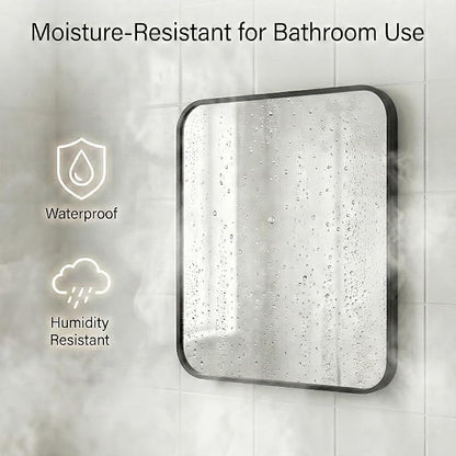 30x36 Inch Matte Black Bathroom Vanity Mirrors | Flush Mount Deep Set Metal Wall Mirror for Over Sink | HD Shatterproof Glass, Rustproof | 1 Pack
