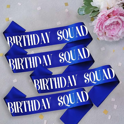 8PCS Birthday Squad Sashes, Royal Blue Birthday Sash Set for Women or Me Funny 16th 18th 21st 30th 40th 50th or Other Bday Party Favors Decorations