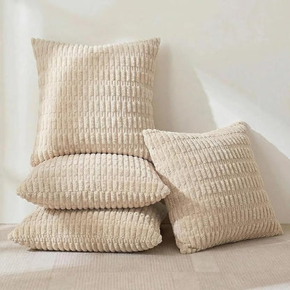 Fancy Homi 4 Packs Decorative Throw Pillow Covers for Living Room Couch Bed, Modern Farmhouse Boho Home Décor Accent Cushion Case, 22" x 22", Tan