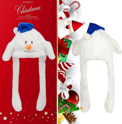 Bubblepompom Animal Hat with Ears Moving Jumping Pop Up Beating Hat Plush Holiday Cosplay Dress Up Funny Gift for Kids