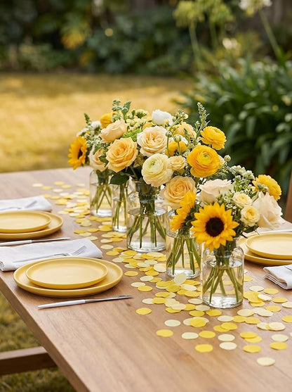 1 Inch Yellow Ivory Party Scatter Table Decoration for Baby Shower Ombre Yellow Birthday Baby Shower Bee Sunflower Lemon Party Supplies Crepe Paper Confetti1000 Pcs