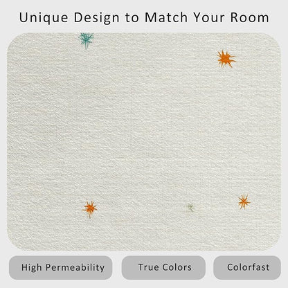 Mid Century Modern Rug Square 8x8 50s 60s Retro Starburst Pattern Area Rugs for Living Room, Bedroom, Mid Century Modern Home Decor Accessories Indoor Carpet, Non Slip & Machine Washable