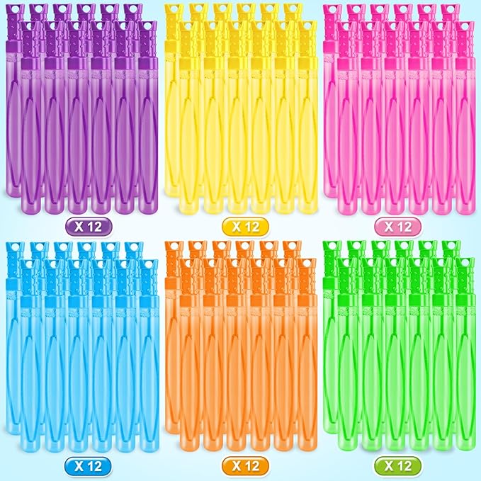OCHIDO 72 Pcs Bubble Wand in 6 Colors, Bubble Wands Bulk for Kids Party Favors, Bubbles Party Favors for Summer Toys Gift, Indoor Outdoor Activity, Birthday Party, Wedding, Goodie Bags Stuffers