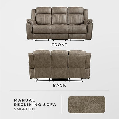 Lexicon 83.5" W Manual Double Reclining Sofa, Polished Microfiber Recliner Sofa