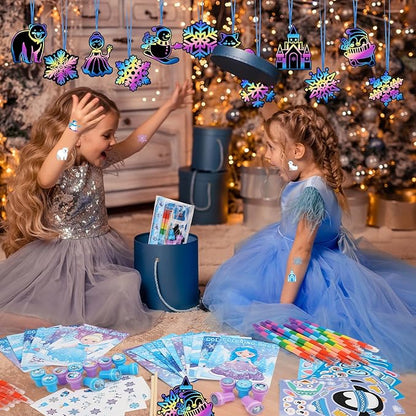 BenLouis 384pcs Frozen Party Favors Set for Kids Winter Snowflake Coloring Book Christmas School Classroom Gift Reward Prize Crafts Bulk for Students Frozen Birthday Goodie Bag Stuffers Supplies