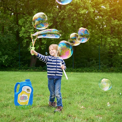 The Dreidel Company Ready Bubble Solution Refill for Toys, Up to 2.5 Gallon, Non-Toxic Large 32oz Ready Liquid for Bubble Machine, Guns, Wands, Lawn Mower Toy (6-Pack)