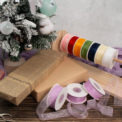 Light Purple Organza & Chiffon Tulle Ribbon - 1 Inch x 75 Yds for Gift Wrapping, Christmas, Weddings & Crafts