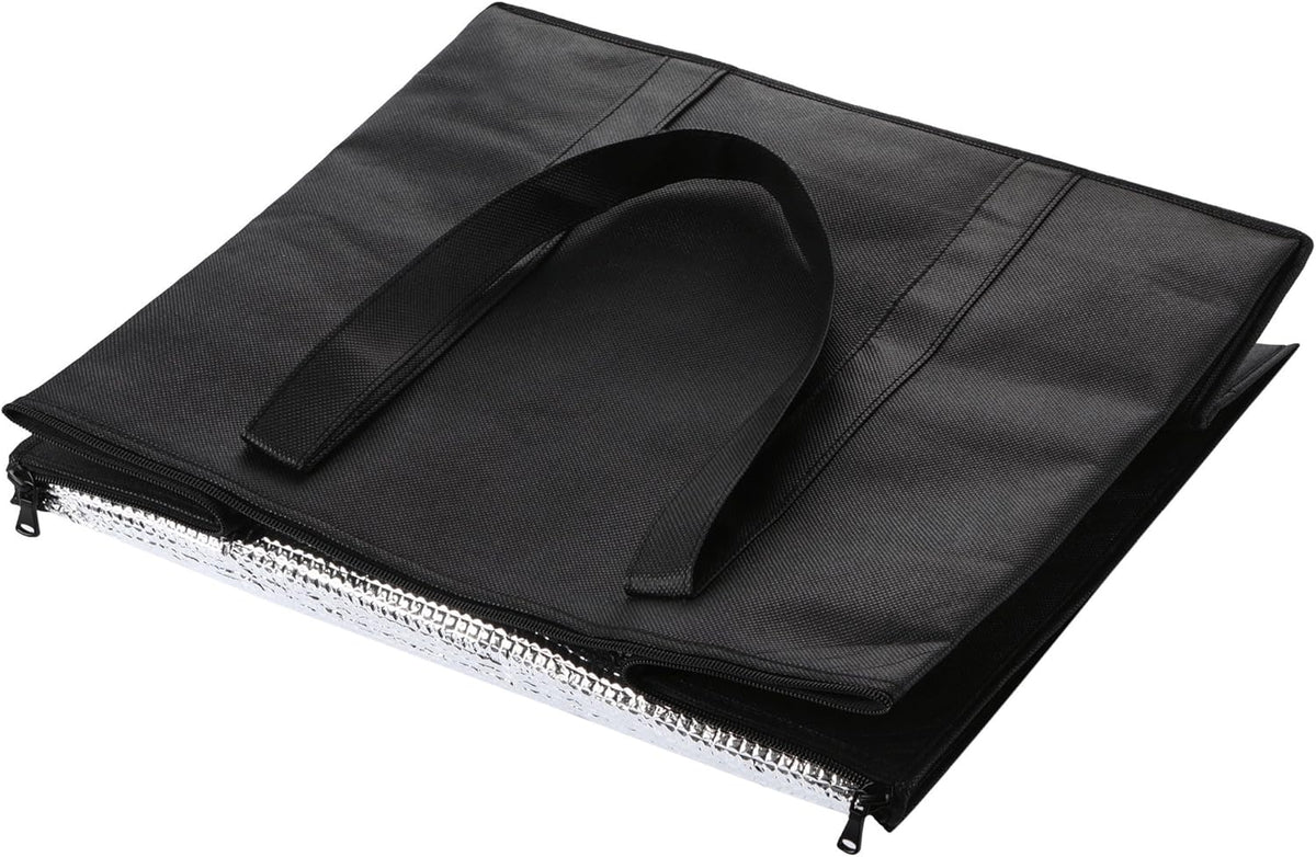 NZ home Insulated Cooler Bag and Food Warmer (XL Plus, 2 Pack) for Delivery & Grocery Shopping with Zippered Top, Black