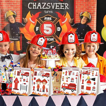 24pcs Firetruck Goodie Bags Fire Truck Birthday Party Supplies Firefighter Party Supplies Firetruck Birthday Decorations