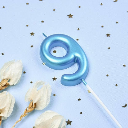 PHD Cake 2.76 inch Classical Blue 9 Number Birthday Candles for Party Celebration