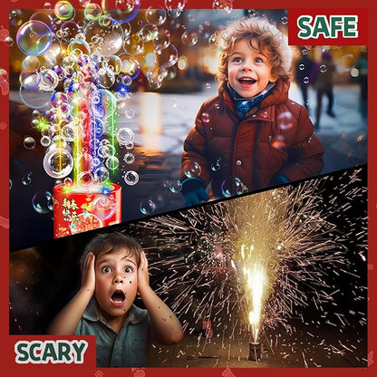 Bubble Machine (2PCS, 20 Holes) with LED Lights, Automatic Bubble Blower Toys, Portable Bubbles Maker for Wedding Christmas Chinese New Years Party Decorations, Kids Birthday Gifts, Balloons Banner