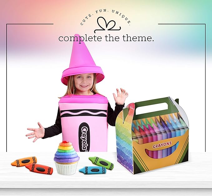 Hammont Paper Treat Boxes - (10 Pack) - Party Favors Treat Container Cookie Boxes Cute Designs Perfect for Parties and Celebrations 6.25" x 3.75" x 3.5" (Crayon)