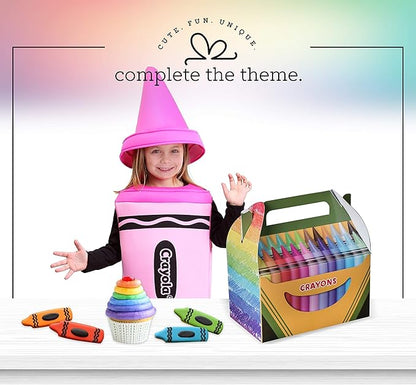 Hammont Paper Treat Boxes - (10 Pack) - Party Favors Treat Container Cookie Boxes Cute Designs Perfect for Parties and Celebrations 6.25" x 3.75" x 3.5" (Crayon)