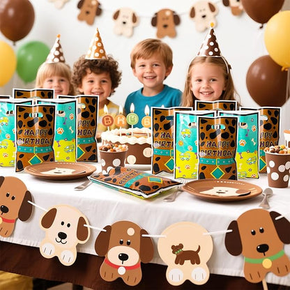 Dog Cartoon Party Favor Bags - 50PCS Dog Cartoon Paw Party Gift Bags for Kids Plastic Goodies Bag with Handles for Birthday Parties Supplies Baby Show Birthday Parties Treat Candy Bag