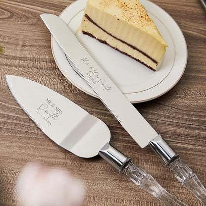 AW BRIDAL Personalized Wedding Cake Knife, Cake Cutting Set 2-Piece Dessert Set for Party Wedding Anniversary Bridal Shower Gifts for Couples//DK001CPP121//