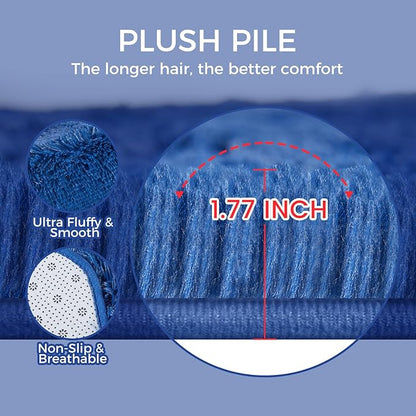 Ultra Soft Rug for Living Room, 4X6 Fluffy Shag Area Rug for Bedroom, Modern Shaggy Carpets Fuzzy Rug for Teens Dorm Nursery Home Decor Aesthetic, Upgrade Anti-Skid Durable, Blue