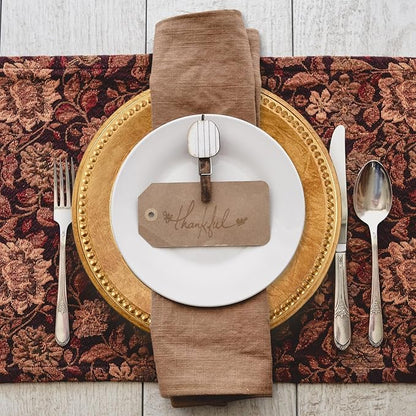 13" Vintage Gold Brown Charger Plate, Rustic Chargers for Dinner Plates, Elegant Table Setting Centerpieces Decor Bulk Wedding Christmas Thanksgiving Holiday Parties Events, Set of 6