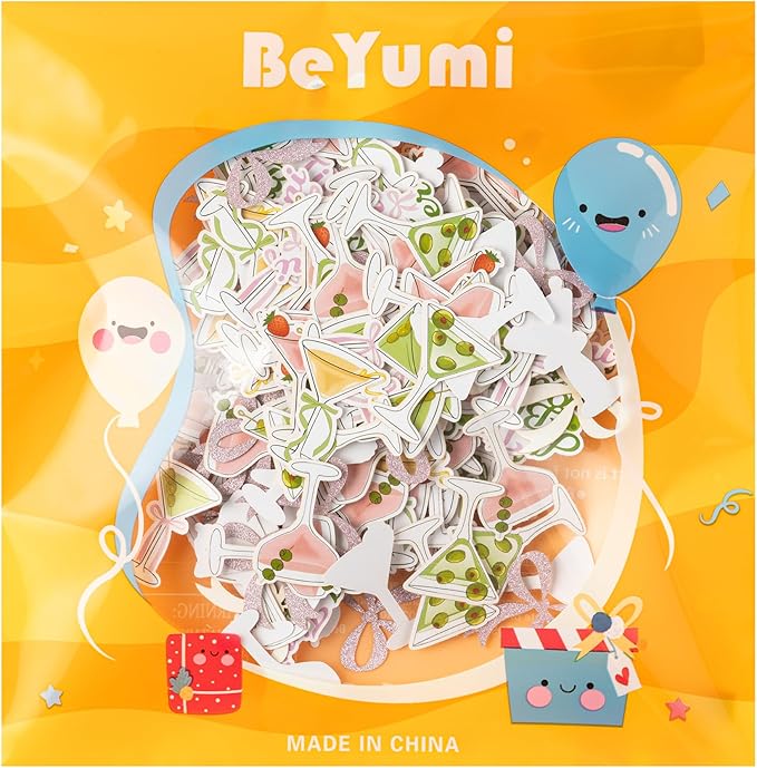BeYumi Martini Bow Table Confetti - 300Pcs A Tini Bit Older Table Confetti Decorations Colorful Martini and Pink Bows Birthday Paper Decor for Girls Birthday Wedding Bridal Shower Bar Party Supplies
