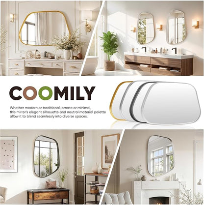 Irregular Wall Mirror 55"x28" Bathroom Mirrors Asymmetrical Artistic Decorative for Living Room Bedroom Bathroom Hallway Entryway,Trapezoid,Gold