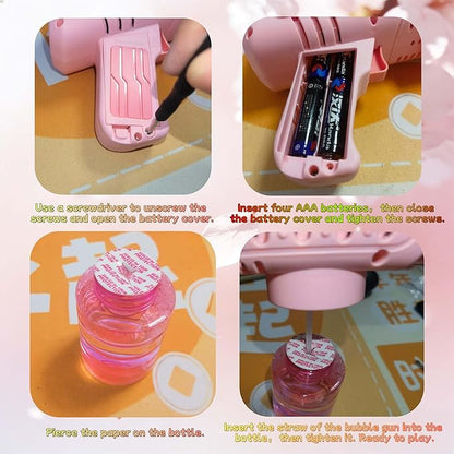 Bubble Gun for Kids with LED Lights & Leak-Proof Design Outdoor Toys for Boys Girls Party Favors Summer Toy Birthday Gifts Easter Bubbles for Wedding Favors
