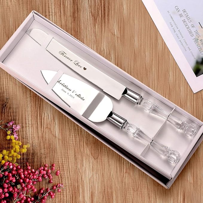 AW BRIDAL Personalized Wedding Cake Knife and Server Set Cutter Slicer Cake Cutting Set Wedding Anniversary Engagement Gifts for Couples//DK001CPP40//
