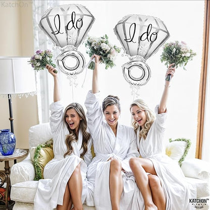 KatchOn, Silver 2-Piece Diamond Ring Balloon - 25 Inch, Engagement, Wedding, Bridal Shower & Bachelorette Decorations