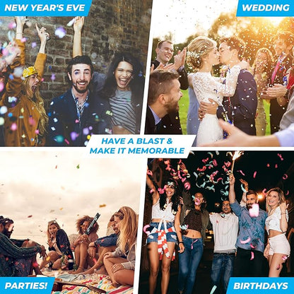 Multicolor Streamer Confetti Cannon Cartridge – 6 Handheld Streamer Popper with Easy Cleanup for Parties & Events | Loud POP | Fly up to 40ft | Biodegradable 16” Streamer Confetti Cannons