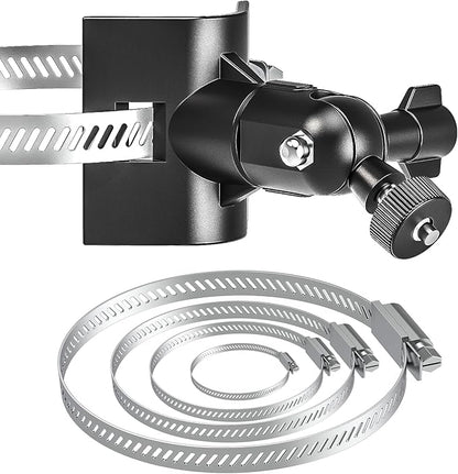Universal Adjustable Stainless Mount Bracket Outdoor Security Camera 360 Degree Hoop Hose Clamp Pipe Poles Mount No-Drill Holes Compatible with Reolink/Nest/Arlo/Eufy/Wyze and Other Camera (Black)