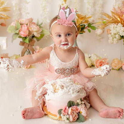 Some Bunny Easter Bunny Floral 1st Birthday Crown Hat - Rabbit Decor for Girls, Spring Birthday Celebration