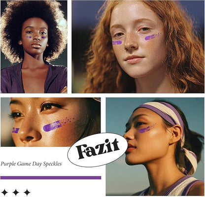 Fazit Makeup Patches - Purple Game Day Speckles - Glow Up Make-Up Patches - Cute Glitter Makeup Accessories for Women - Cosmetic Glitter for Face