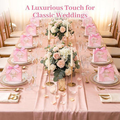 VGOODALL 24PCS Thank You Gift Bags, 4.5x3.9x1.8Inches Mini Party Favor Bags Pink Treat Boxes with Bow Ribbon for Wedding Bridal Baby Shower Birthday Party
