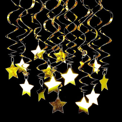 BEISHIDA Gold Star Hanging Swirl Decorations,Hanging Gold Party Supplies for Graduation Wedding Baby Shower Decorations,Pack of 15