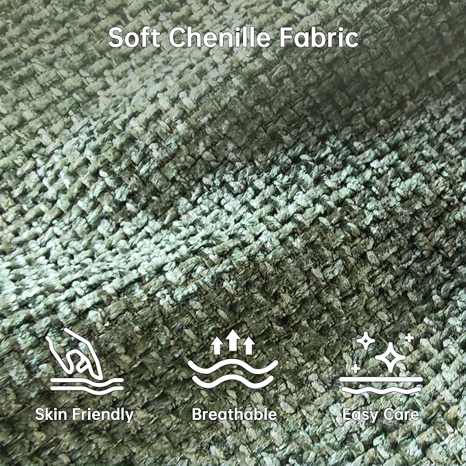 Morden Fort 96" L-Shaped Modular Sectional Sofa, Deep Seat Chenille Couch, Modern Sectional Couch for Living Room Apartment, High Density Foam, Green