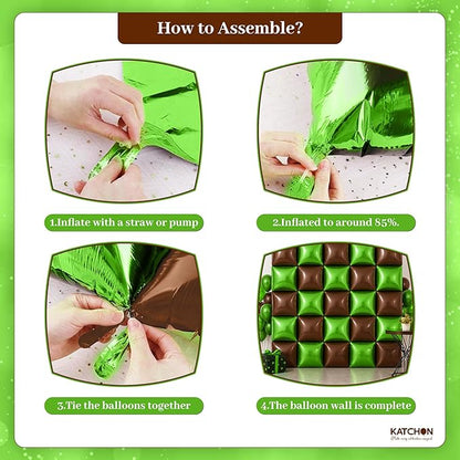 KatchOn, Green and Brown Square Foil Balloons – 19 Inch, Pack of 25 | Green and Brown Square Foil Balloons for Football Party Decoartions, Football Themed party decorations, Birthday Party Decorations