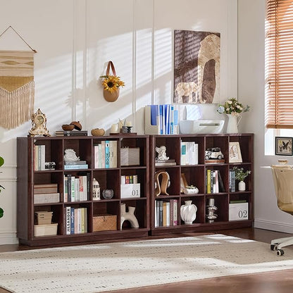 Joaxswe 12 Cube Storage Organizer, Wood Floor Standing 3-Tier Cubby Bookcase