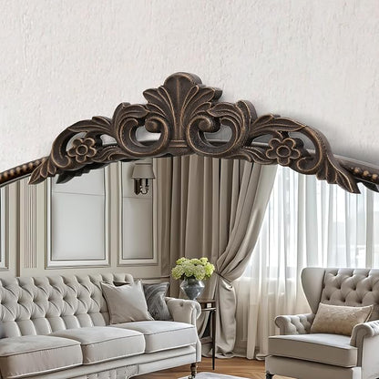 Micasso Large Bronze Vintage Mirror: 40"x29" French Baroque Antique Arched Mirror - Traditional Ornate Decorative for Wall/Fireplace/Mantel/Entryway/Bathroom/Hallway - Home Decor for Living Room