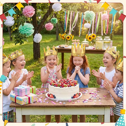 Yaomiao 44 Pcs Birthday Foam Crowns for Kids Princess Tiaras King Hat Bulk Diamond Sticker Kits for Crown Party Supplies