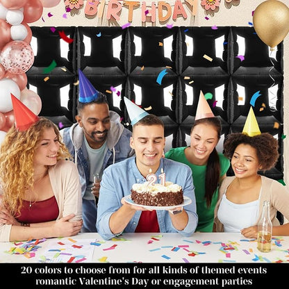 Black Square Foil Balloons 25 Pcs Metallic Black Balloons Wall Backdrop for New Year Graduation Birthday Bridal Shower Party Arch Backdrop Decorations